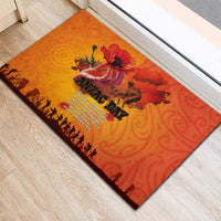Australia and New Zealand ANZAC Day Rubber Doormat Soldiers Memories - Red Poppies with Aboriginal and Maori Art