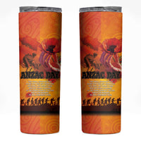 Australia and New Zealand ANZAC Day Skinny Tumbler Soldiers Memories - Red Poppies with Aboriginal and Maori Art