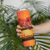 Australia and New Zealand ANZAC Day Skinny Tumbler Soldiers Memories - Red Poppies with Aboriginal and Maori Art