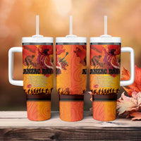 Australia and New Zealand ANZAC Day Tumbler With Handle Soldiers Memories - Red Poppies with Aboriginal and Maori Art