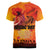 Australia and New Zealand ANZAC Day Women V-Neck T-Shirt Soldiers Memories - Red Poppies with Aboriginal and Maori Art