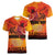 Australia and New Zealand ANZAC Day Women V-Neck T-Shirt Soldiers Memories - Red Poppies with Aboriginal and Maori Art