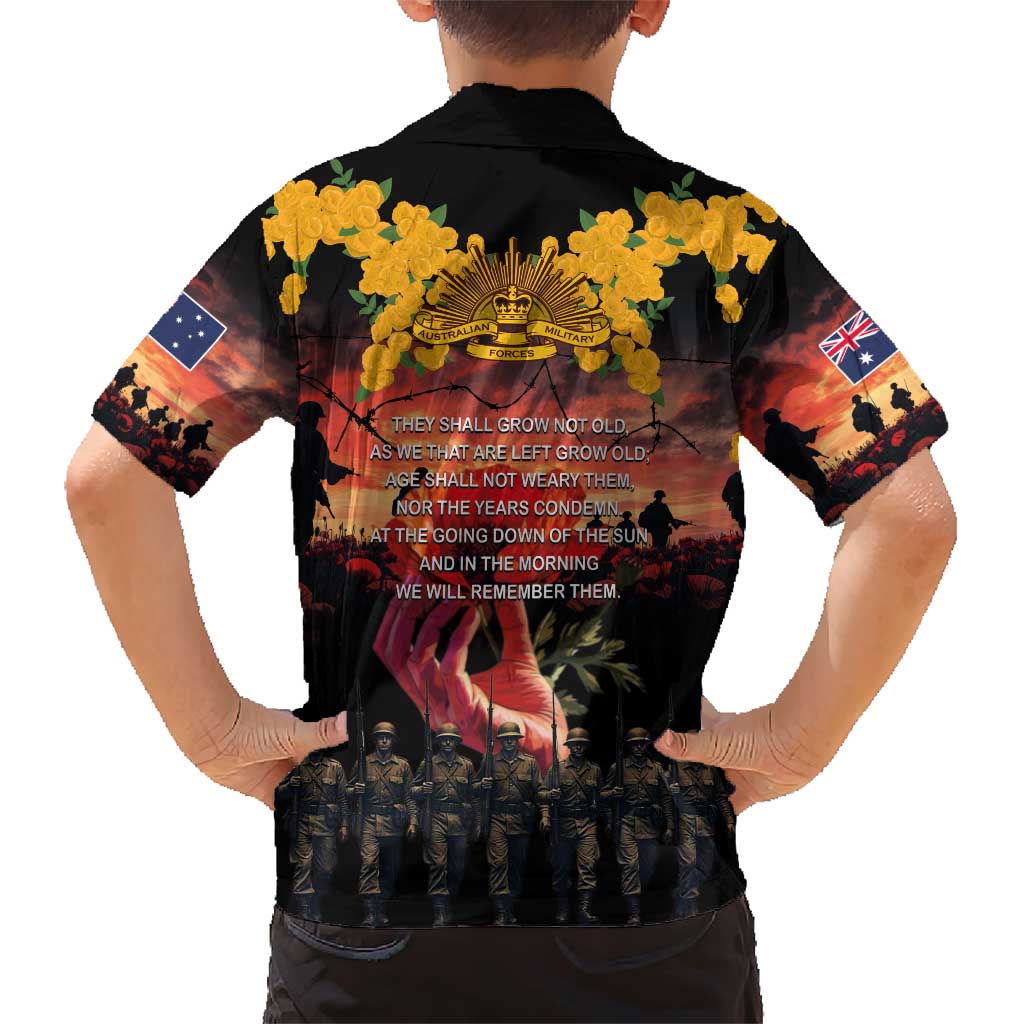 Australia ANZAC Day Family Matching Short Sleeve Bodycon Dress and Hawaiian Shirt Forever in My Thoughts