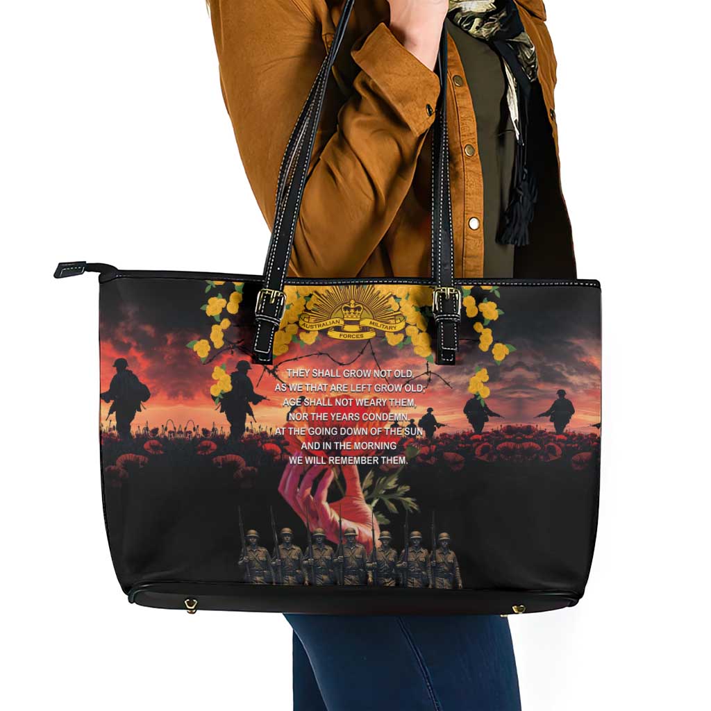 Australia ANZAC Day Leather Tote Bag Forever in My Thoughts