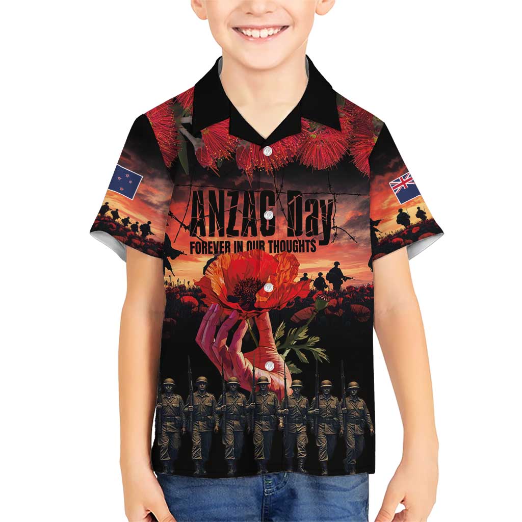 New Zealand ANZAC Day Family Matching Short Sleeve Bodycon Dress and Hawaiian Shirt Forever in My Thoughts