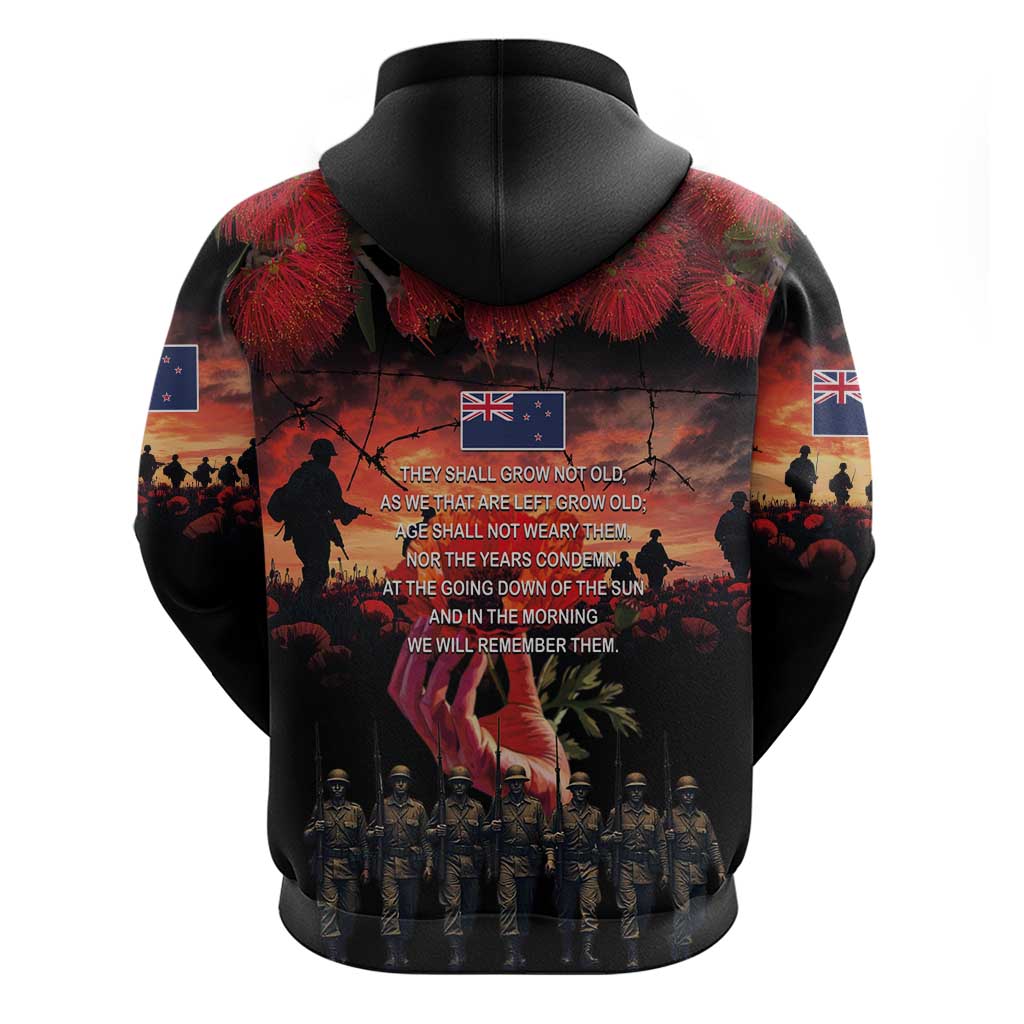New Zealand ANZAC Day Zip Hoodie Forever in My Thoughts