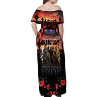 Australia and New Zealand ANZAC Day Family Matching Off Shoulder Maxi Dress and Hawaiian Shirt Kangaroo and Kiwi Bird Soldier - Forever in My Thoughts