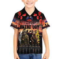 Australia and New Zealand ANZAC Day Family Matching Off Shoulder Short Dress and Hawaiian Shirt Kangaroo and Kiwi Bird Soldier - Forever in My Thoughts