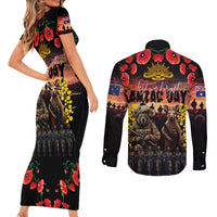 Australia ANZAC Day Couples Matching Short Sleeve Bodycon Dress and Long Sleeve Button Shirt Kangaroo and Koala Soldier - Forever in My Thoughts