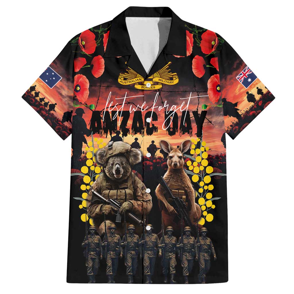 Australia ANZAC Day Family Matching Puletasi and Hawaiian Shirt Kangaroo and Koala Soldier - Forever in My Thoughts