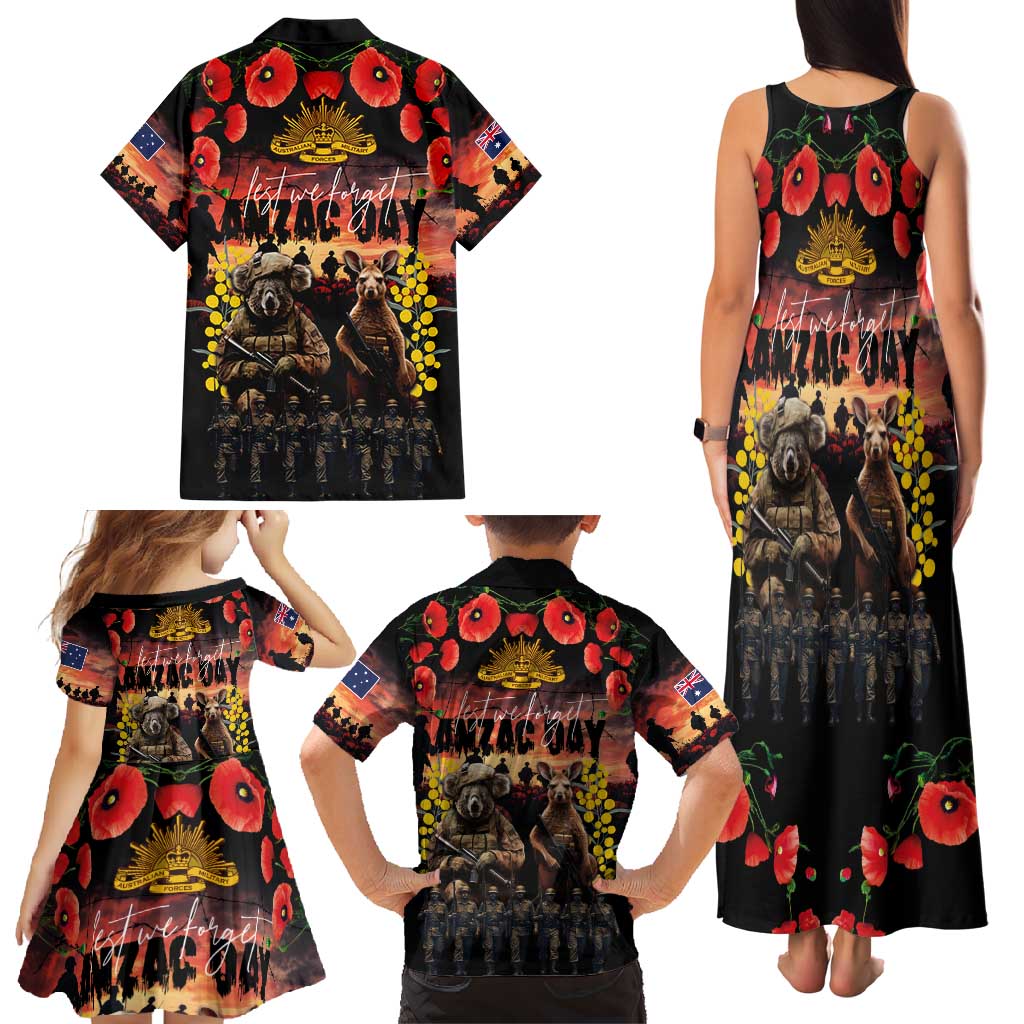Australia ANZAC Day Family Matching Tank Maxi Dress and Hawaiian Shirt Kangaroo and Koala Soldier - Forever in My Thoughts