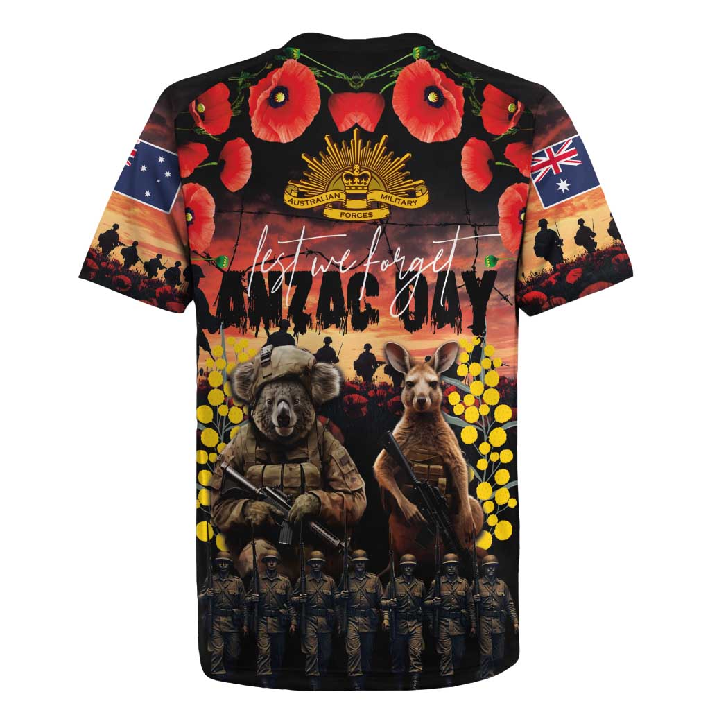 Australia ANZAC Day Rugby Jersey Kangaroo and Koala Soldier - Forever in My Thoughts