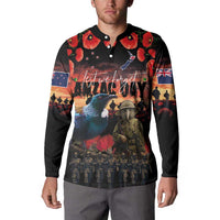 New Zealand ANZAC Day Button Sweatshirt Tui Bird and Kiwi Bird Soldier - Forever in My Thoughts
