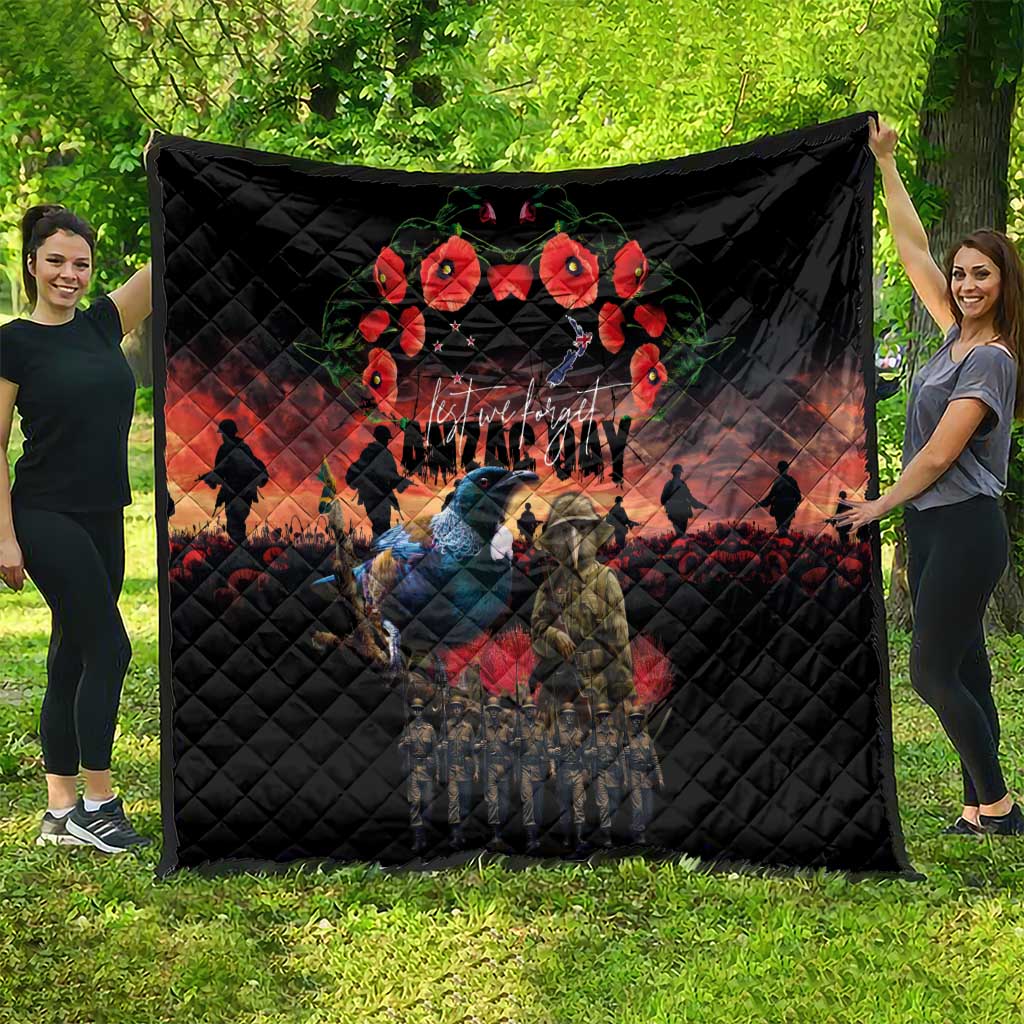 New Zealand ANZAC Day Quilt Tui Bird and Kiwi Bird Soldier - Forever in My Thoughts