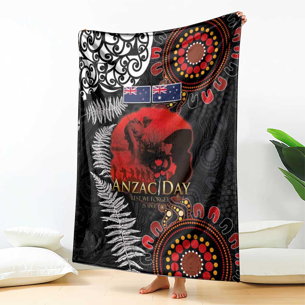 Australia and New Zealand ANZAC Day Blanket Aboriginal and Maori Art Pattern - Gallipoli Lest We Forget