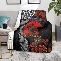 Australia and New Zealand ANZAC Day Blanket Aboriginal and Maori Art Pattern - Gallipoli Lest We Forget