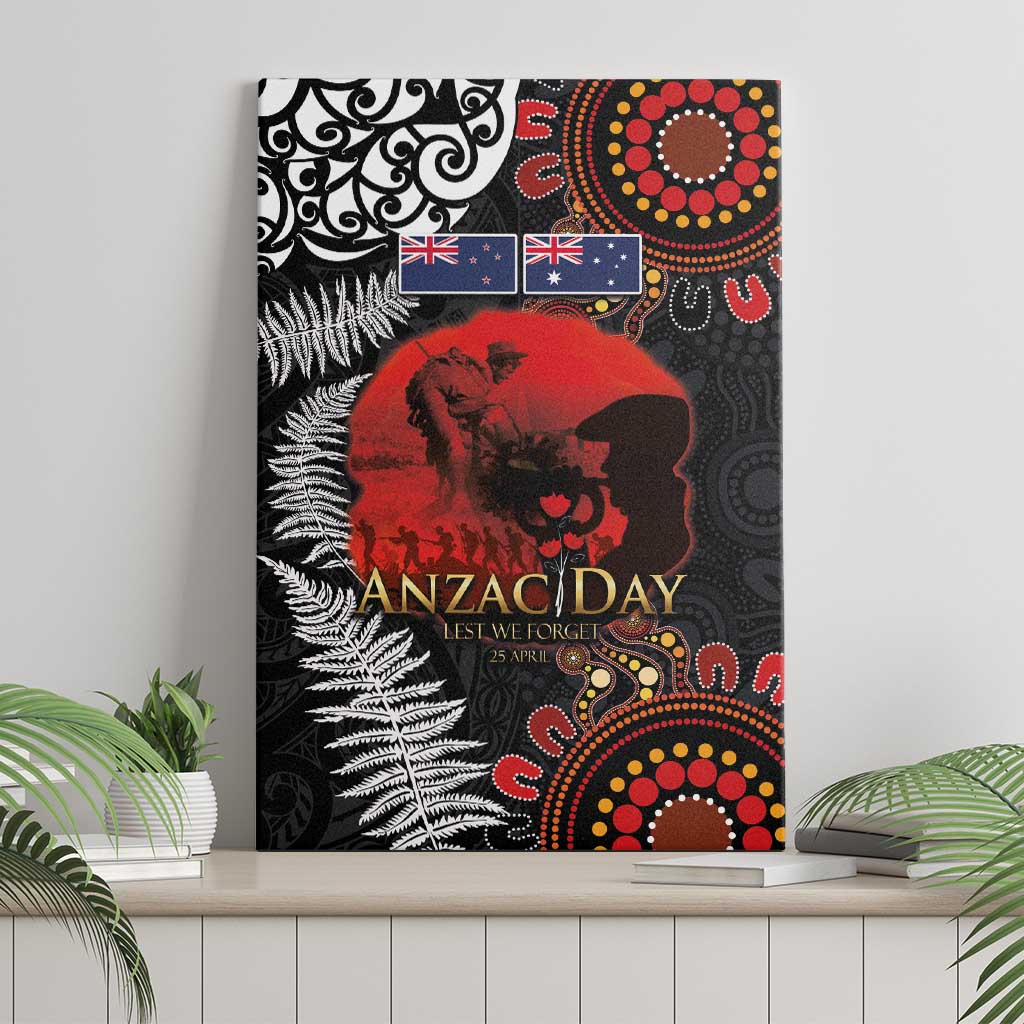 Australia and New Zealand ANZAC Day Canvas Wall Art Aboriginal and Maori Art Pattern - Gallipoli Lest We Forget