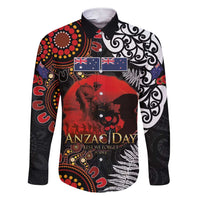 Australia and New Zealand ANZAC Day Family Matching Short Sleeve Bodycon Dress and Hawaiian Shirt Aboriginal and Maori Art Pattern - Gallipoli Lest We Forget