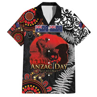 Australia and New Zealand ANZAC Day Hawaiian Shirt Aboriginal and Maori Art Pattern - Gallipoli Lest We Forget