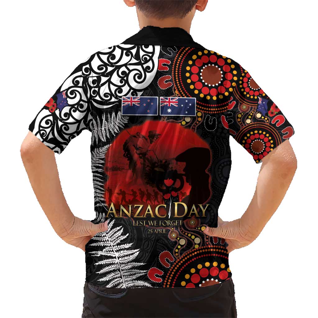 Australia and New Zealand ANZAC Day Hawaiian Shirt Aboriginal and Maori Art Pattern - Gallipoli Lest We Forget