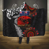 Australia and New Zealand ANZAC Day Hooded Blanket Aboriginal and Maori Art Pattern - Gallipoli Lest We Forget