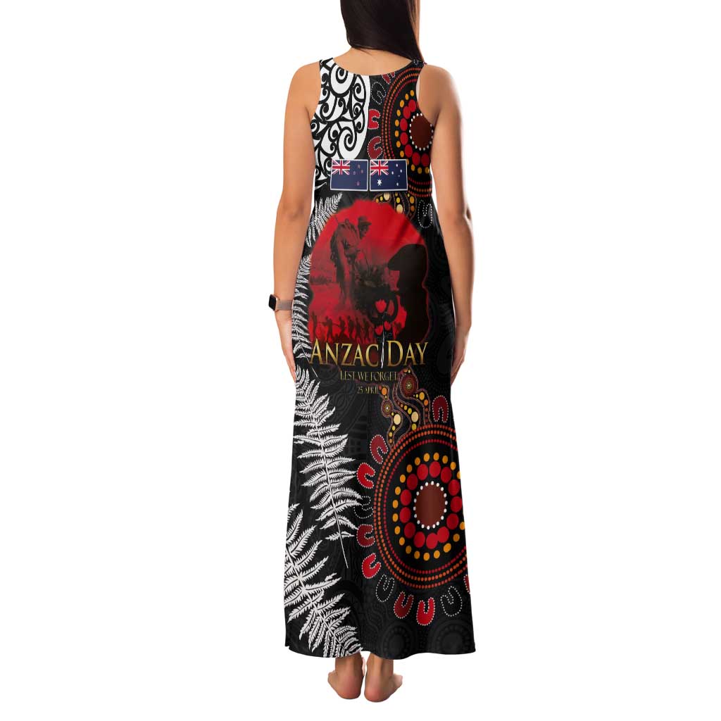 Australia and New Zealand ANZAC Day Tank Maxi Dress Aboriginal and Maori Art Pattern - Gallipoli Lest We Forget