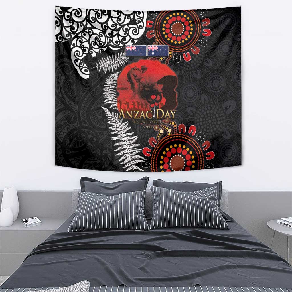 Australia and New Zealand ANZAC Day Tapestry Aboriginal and Maori Art Pattern - Gallipoli Lest We Forget