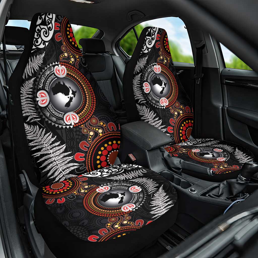 Australia and New Zealand Together Car Seat Cover Aboriginal and Maori Art Tattoo
