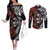 Australia and New Zealand Together Couples Matching Off The Shoulder Long Sleeve Dress and Long Sleeve Button Shirt Aboriginal and Maori Art Tattoo