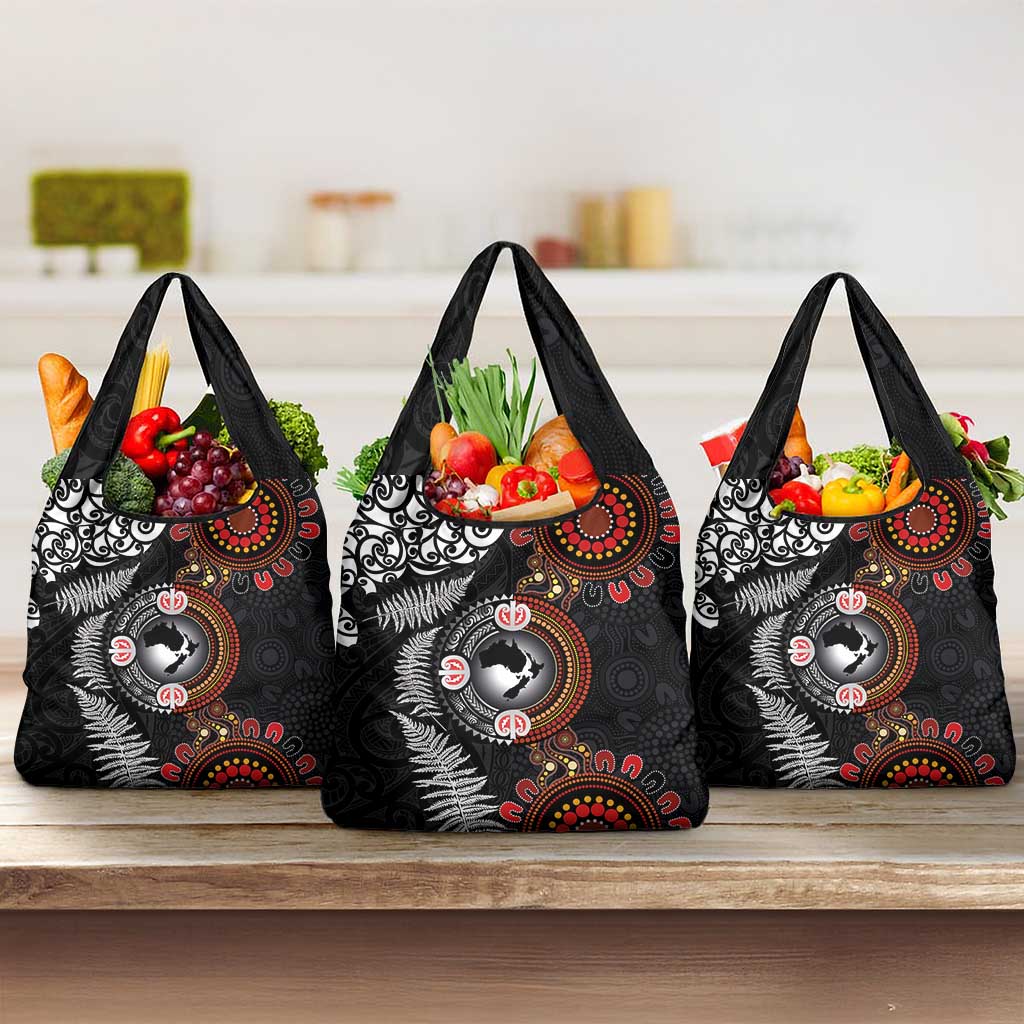 Australia and New Zealand Together Grocery Bag Aboriginal and Maori Art Tattoo