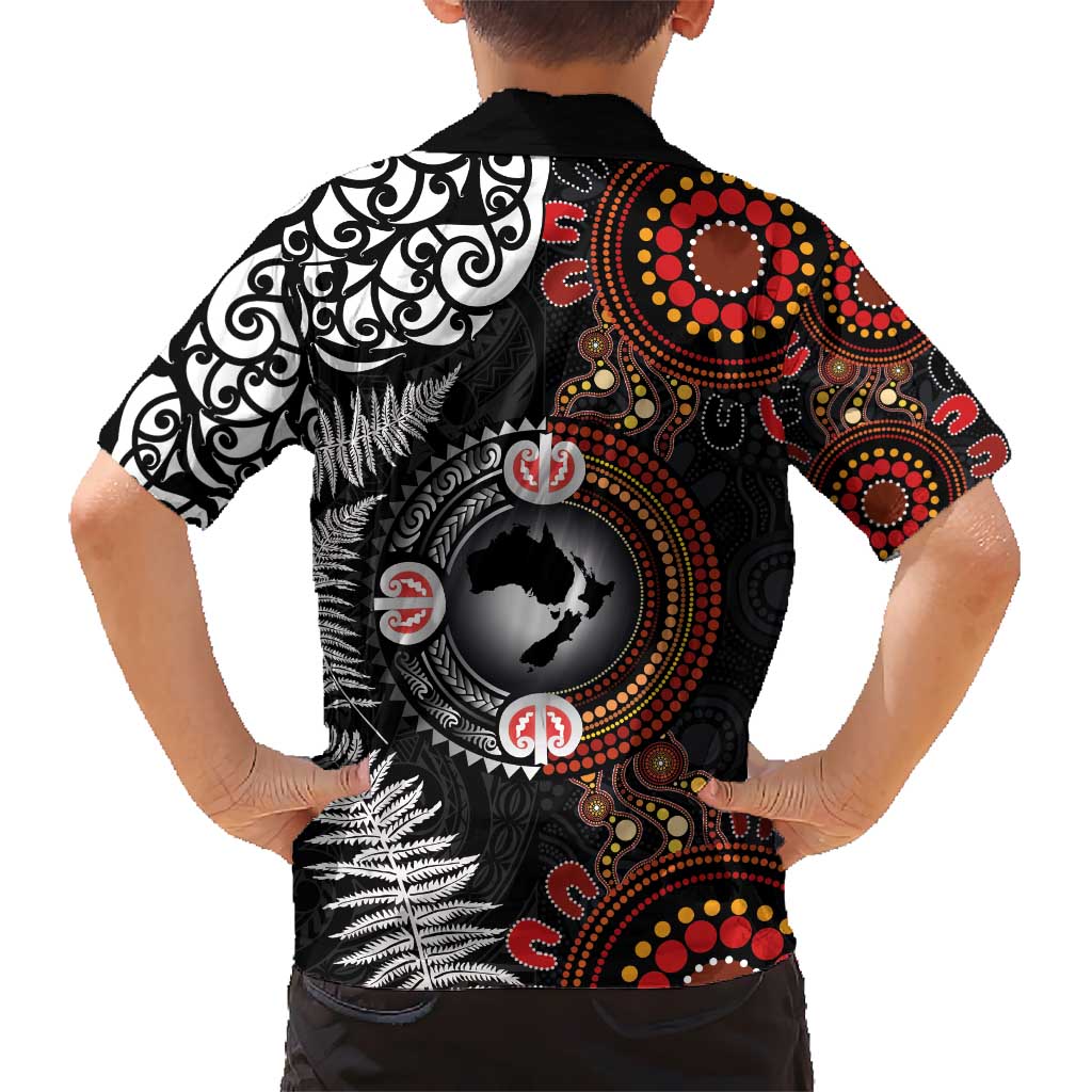 Australia and New Zealand Together Hawaiian Shirt Aboriginal and Maori Art Tattoo