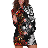 Australia and New Zealand Together Hoodie Dress Aboriginal and Maori Art Tattoo