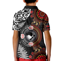 Australia and New Zealand Together Kid Polo Shirt Aboriginal and Maori Art Tattoo