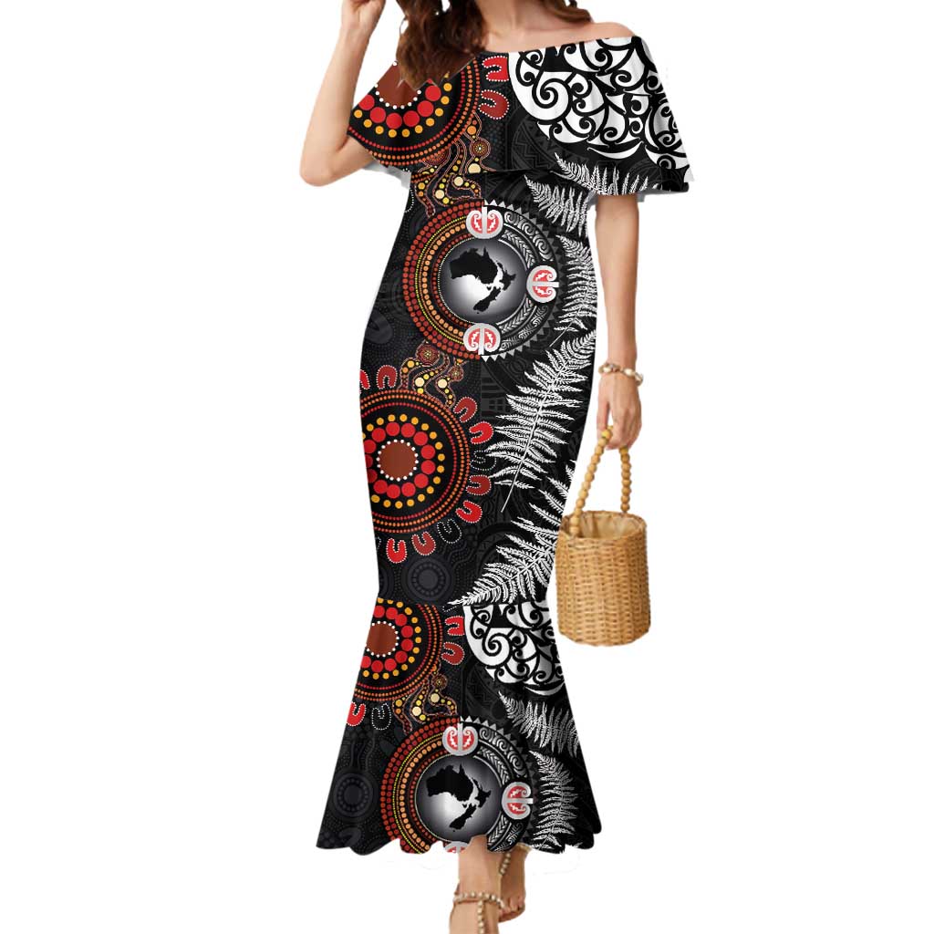 Australia and New Zealand Together Mermaid Dress Aboriginal and Maori Art Tattoo