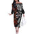 Australia and New Zealand Together Off The Shoulder Long Sleeve Dress Aboriginal and Maori Art Tattoo
