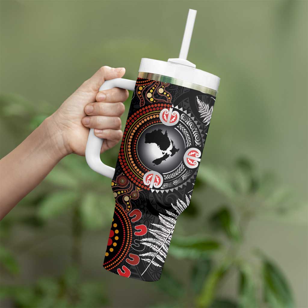 Australia and New Zealand Together Tumbler With Handle Aboriginal and Maori Art Tattoo