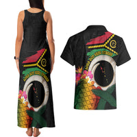 Vanuatu Selebretem 44th Indipendens Dei Couples Matching Tank Maxi Dress and Hawaiian Shirt Sand Drawing Turtle Melanesian Vibes