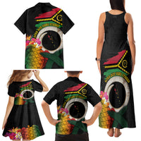 Vanuatu Selebretem 44th Indipendens Dei Family Matching Tank Maxi Dress and Hawaiian Shirt Sand Drawing Turtle Melanesian Vibes
