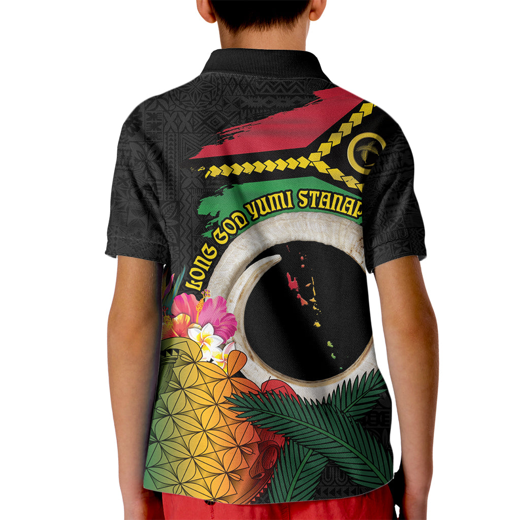 Vanuatu Selebretem 44th Indipendens Dei Kid Polo Shirt Sand Drawing Turtle Melanesian Vibes