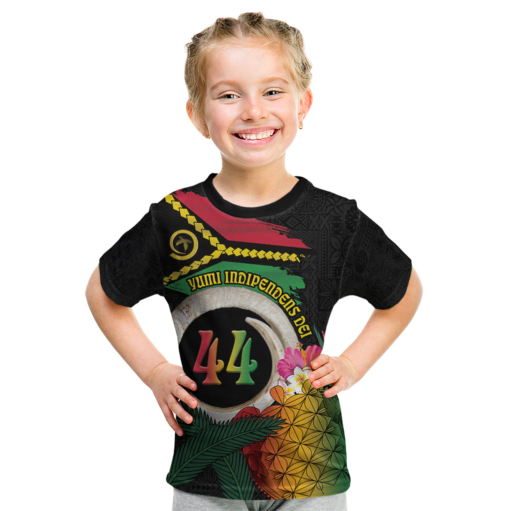 Vanuatu Selebretem 44th Indipendens Dei Kid T Shirt Sand Drawing Turtle Melanesian Vibes