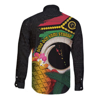 Vanuatu Selebretem 44th Indipendens Dei Long Sleeve Button Shirt Sand Drawing Turtle Melanesian Vibes