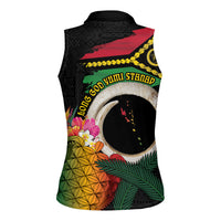 Vanuatu Selebretem 44th Indipendens Dei Women Sleeveless Polo Shirt Sand Drawing Turtle Melanesian Vibes