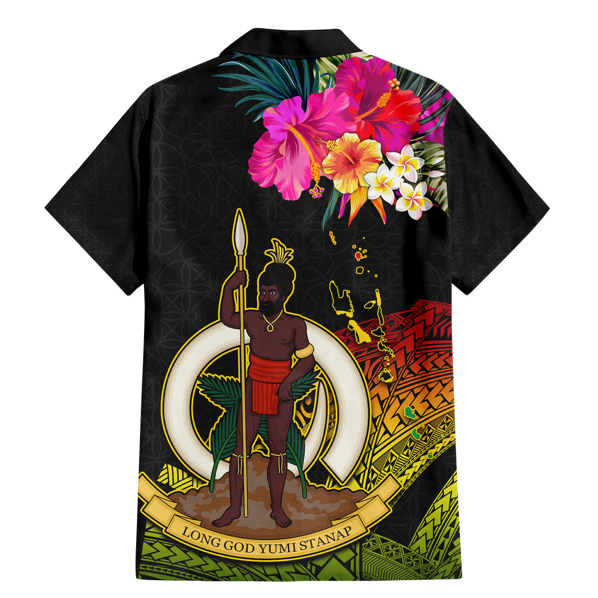 Vanuatu Ni-Van Family Matching Mermaid Dress and Hawaiian Shirt Coat of Arms Sand Drawing