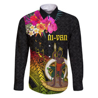 Vanuatu Ni-Van Family Matching Short Sleeve Bodycon Dress and Hawaiian Shirt Coat of Arms Sand Drawing