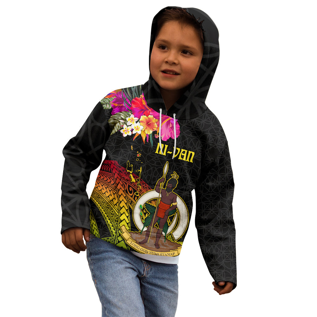 Vanuatu Ni-Van Kid Hoodie Coat of Arms Sand Drawing