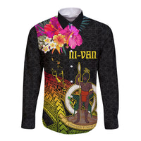 Vanuatu Ni-Van Long Sleeve Button Shirt Coat of Arms Sand Drawing