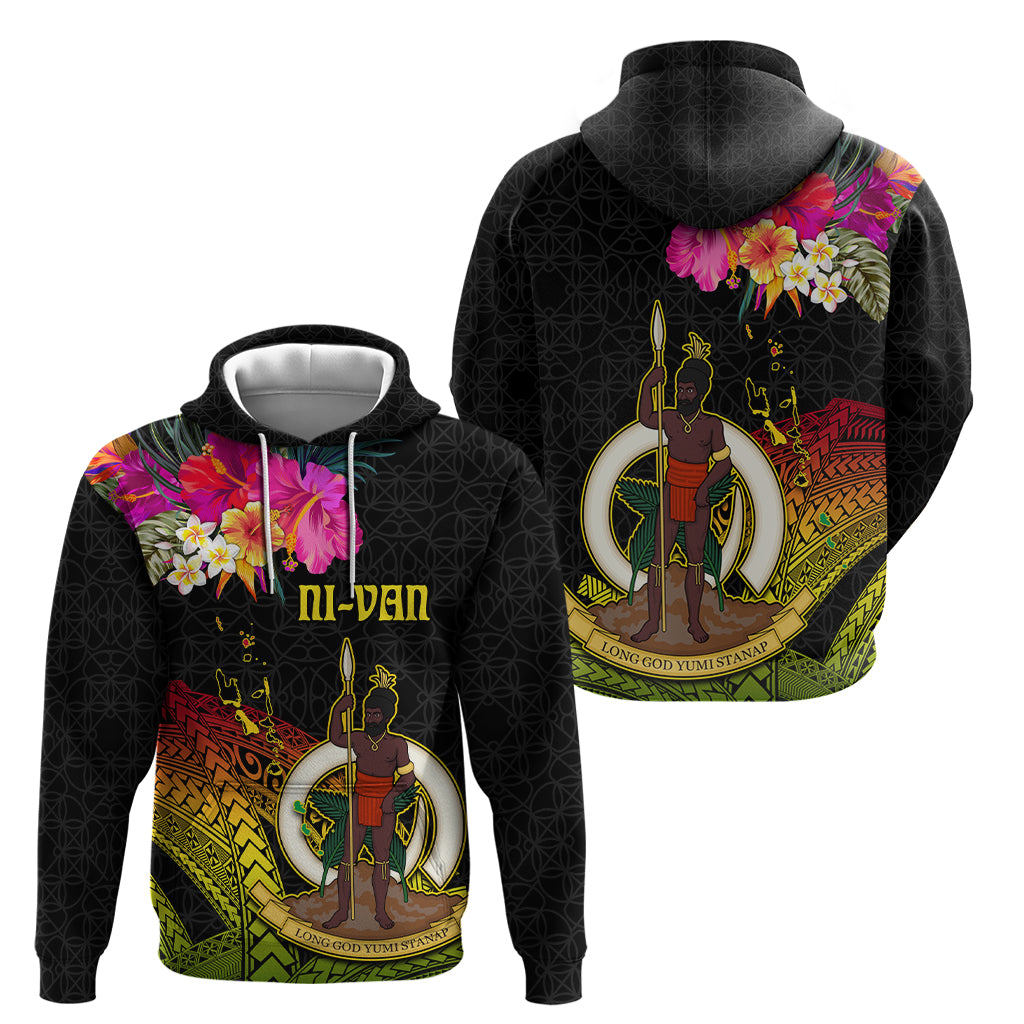 Vanuatu Ni-Van Zip Hoodie Coat of Arms Sand Drawing