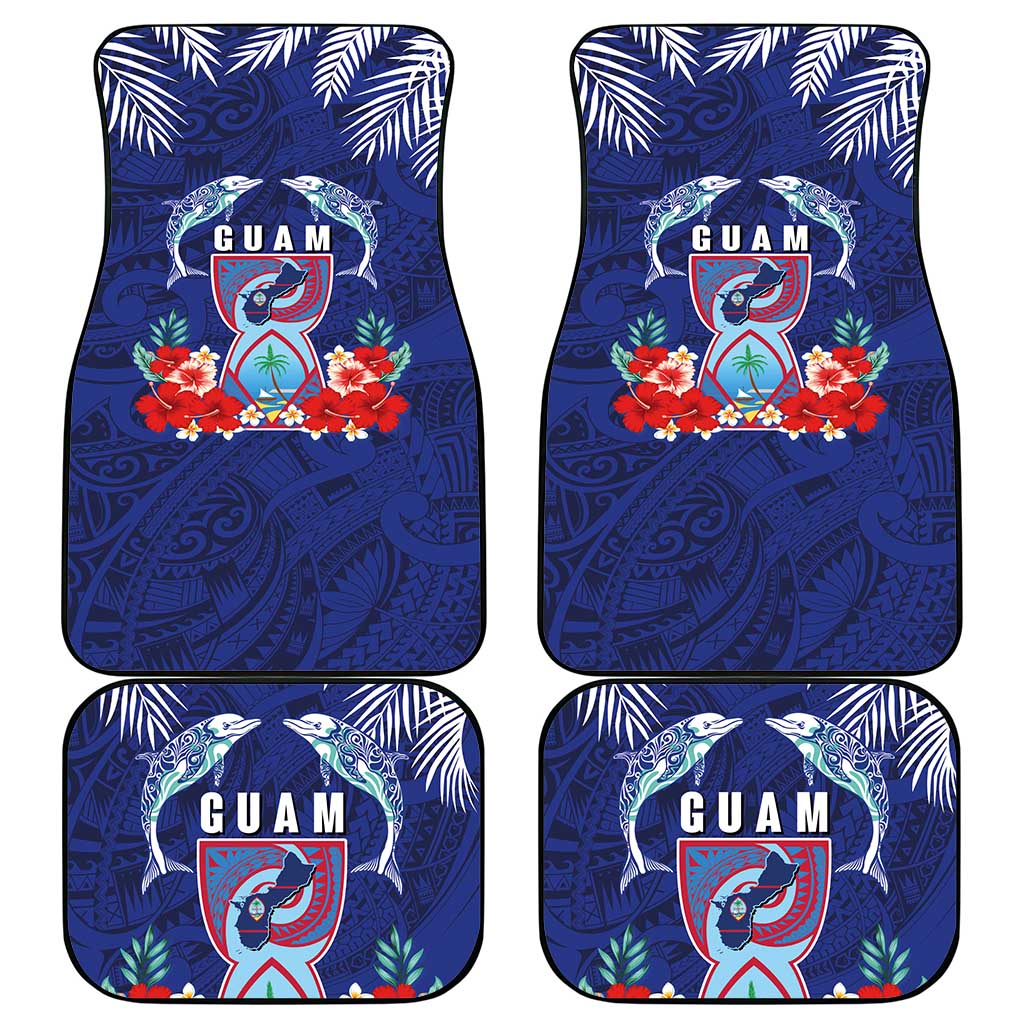 Guam Liberation Day Car Mats The Tribal Latte Stone and Dolphins with Hibiscus Chamorro Culture