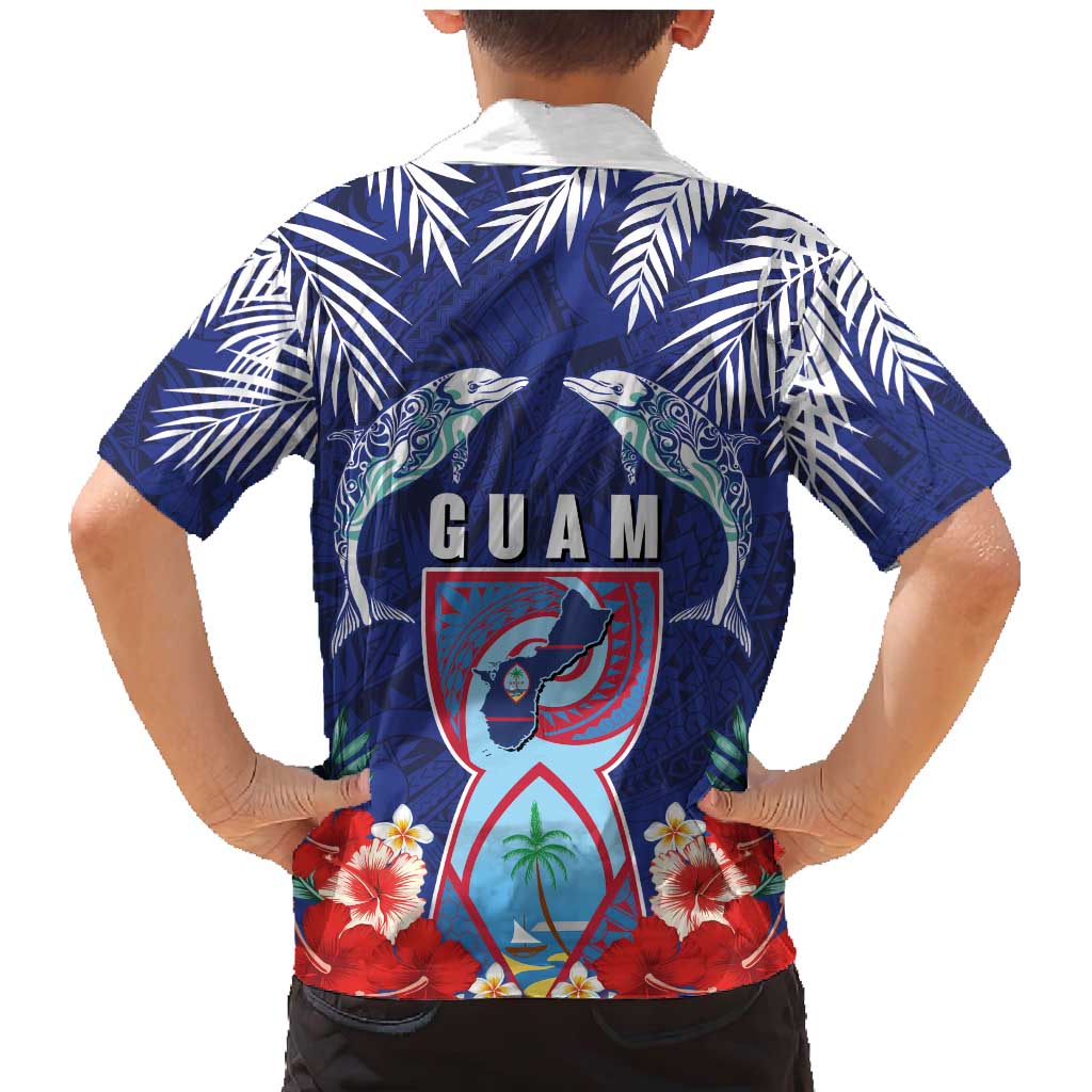 Guam Liberation Day Family Matching Mermaid Dress and Hawaiian Shirt The Tribal Latte Stone and Dolphins with Hibiscus Chamorro Culture