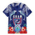 Guam Liberation Day Family Matching Off Shoulder Short Dress and Hawaiian Shirt The Tribal Latte Stone and Dolphins with Hibiscus Chamorro Culture